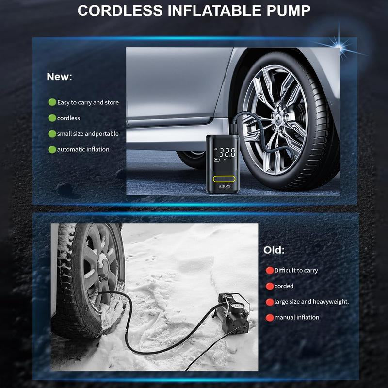 LEIBOO Portable Tire Inflator with Pressure Gauge – Smart Air Compressor Pump for Car, Motorcycle & Bike Tires - Auto Accessorie!(Ce, FCC Certification)