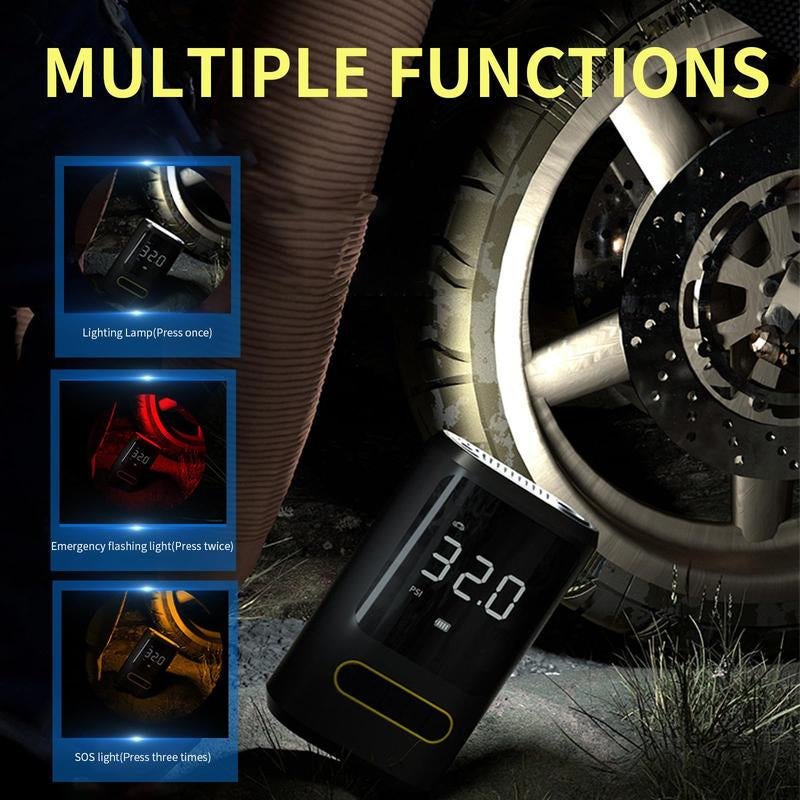 LEIBOO Portable Tire Inflator with Pressure Gauge – Smart Air Compressor Pump for Car, Motorcycle & Bike Tires - Auto Accessorie!(Ce, FCC Certification)