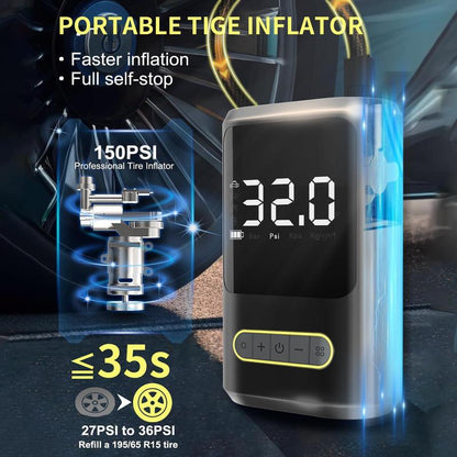 LEIBOO Portable Tire Inflator with Pressure Gauge – Smart Air Compressor Pump for Car, Motorcycle & Bike Tires - Auto Accessorie!(Ce, FCC Certification)